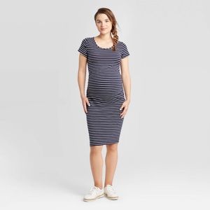 Striped Short Sleeve T-Shirt Maternity Dress